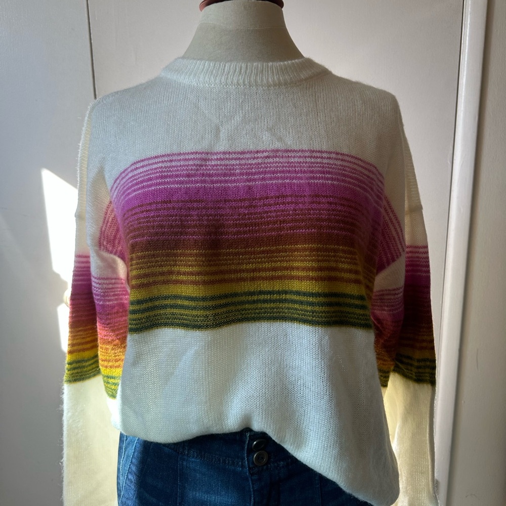 Urban Outfitters Gradient Stripe Sweater - Pink, Green, Orange